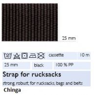 Chinga neagră 2,5 cm (curea, geantă, rucksac)